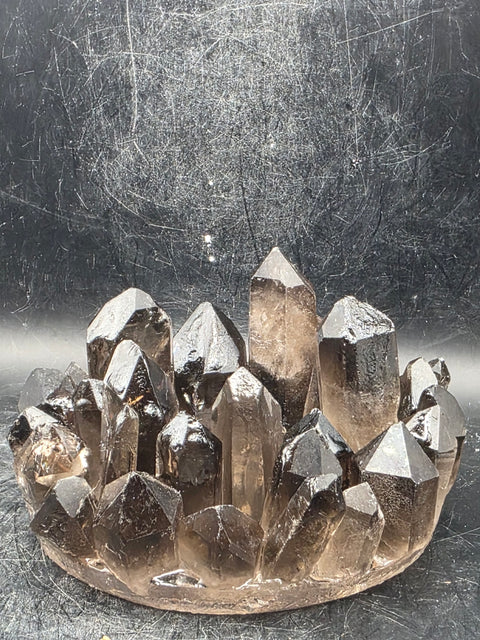 Smoky quartz candle holder! 15 ounces, 4 inches wide!