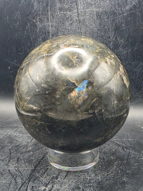 Large Labradorite sphere! 2.10 pounds, 3.6 inches, 92.8mm