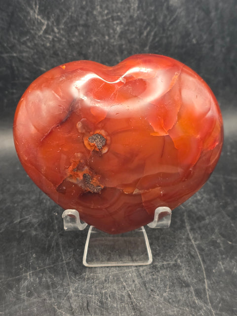Carnelian agate heart! 10 ounces, 3.4 inches wide, 2.9 inches tall