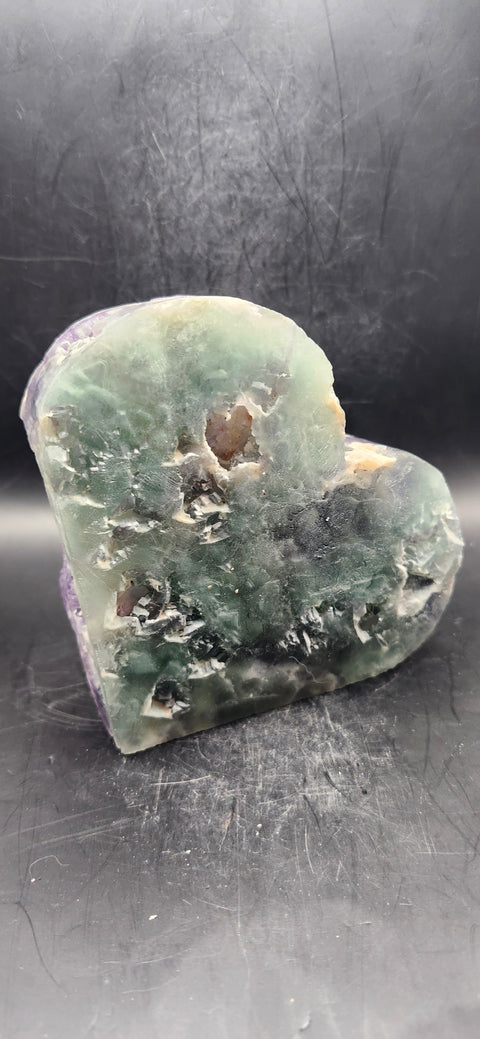 Druzy florite heart! 1.10 pounds! 5 inches wide, 5 inches tall