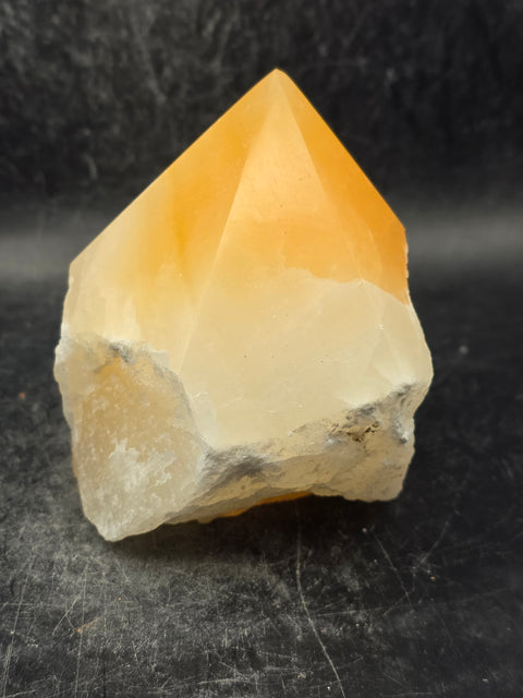 Orange calcite polished top point! 1 pound, 3.1 inches tall, 3.2" wide
