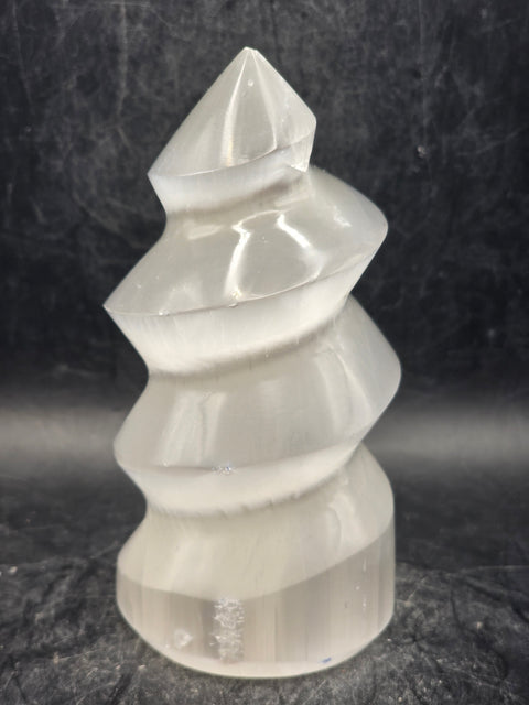 Selenite spiral tower! 3.9 inches tall, 9 ounces!