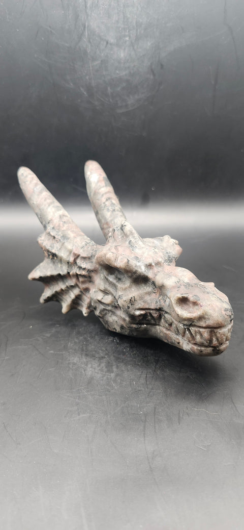 Flame stone dragon skull! 8 ounces, head to horn 5 inches