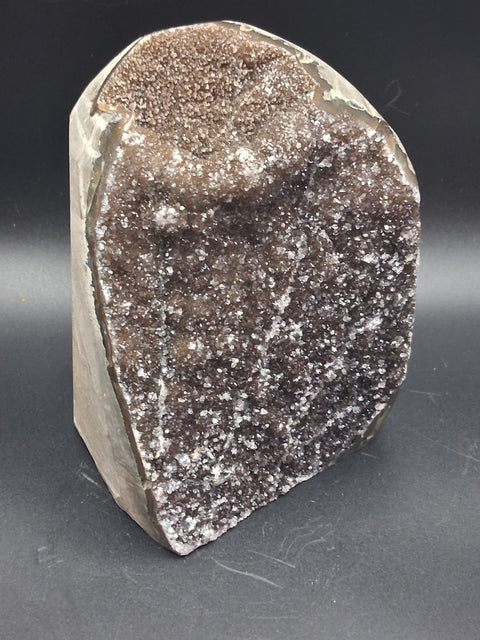 Chocolate amethyst cut base free form! 2.4 pounds, 4.5 inches tall