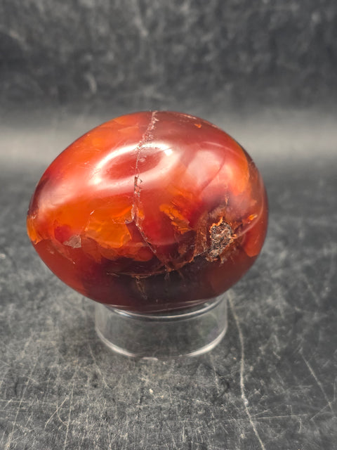 Carnelian agate egg! 5.5 ounces, 2.2 inches tall, 1.7 inches wide