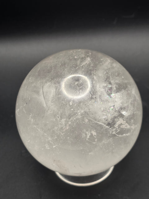 Large clear quartz sphere! 79.3mm, 3.1 inches, 1.8 pounds