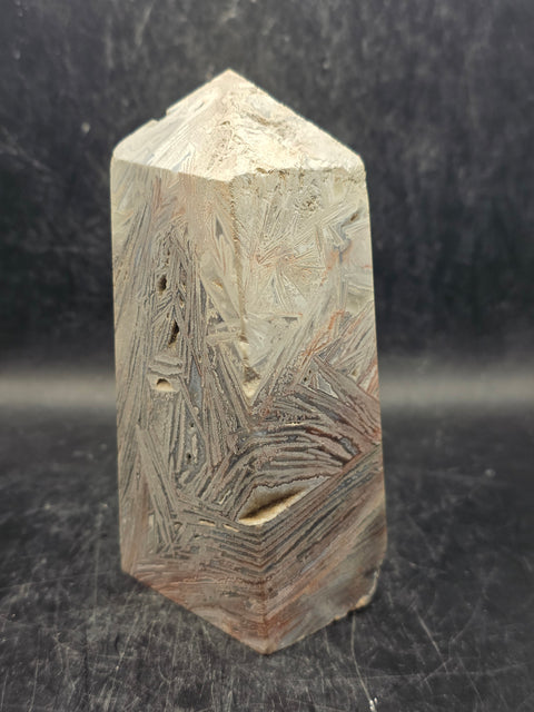 Large white lace agate tower! 13.6 ounces, 4.4 inches tall, 1.8 wide