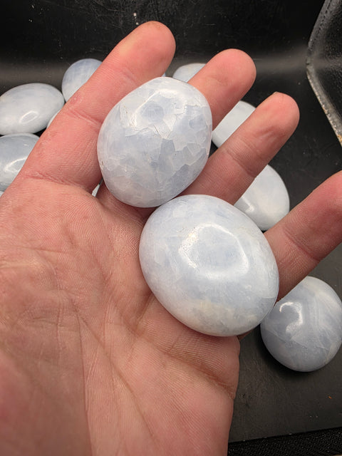 Blue calcite palm stone! 1.6 too 1.9 inches