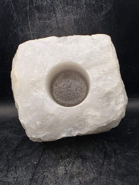 Clear quartz candle holder! 2.2 pounds, 4 inches by 3.5 inches!