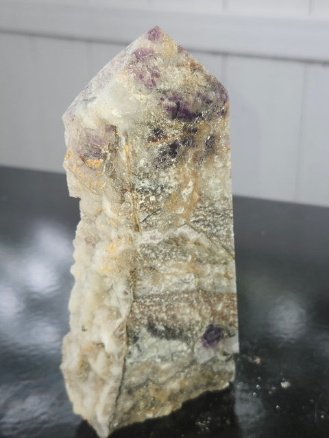 Druzy opalized fluorite free form tower! 5.7 inch by 2.4 inch, 15 ounces