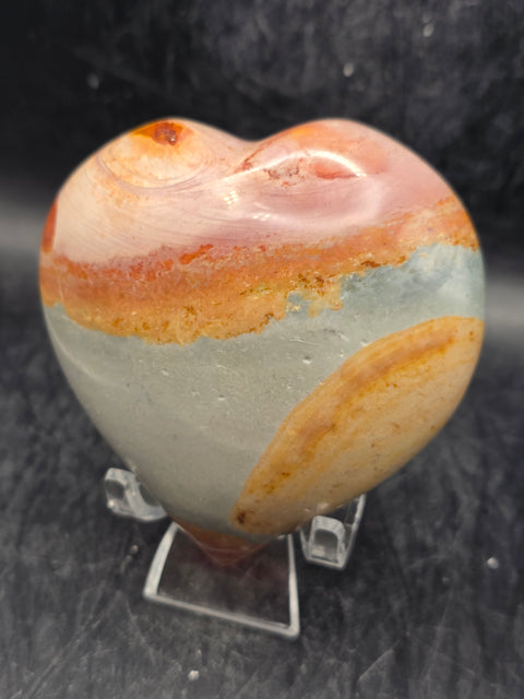 Polychrome jasper heart! 10 ounces, 3.1 inch by 3.1 inch!