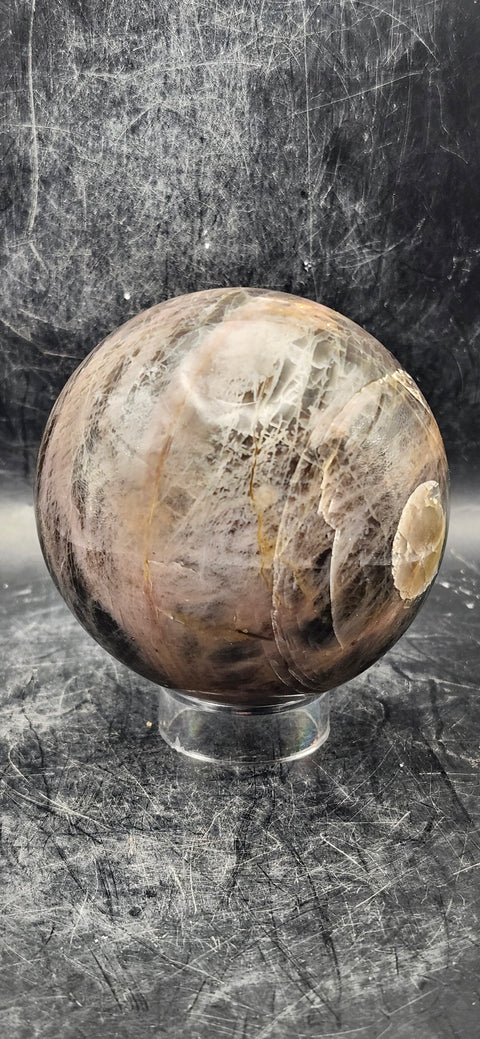 Black moonstone sphere! 73mm, 2.8 inches, 1.2 pounds
