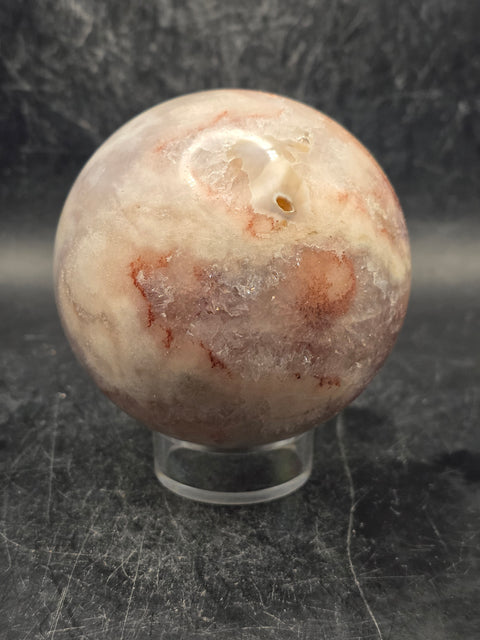 Pink amethyst flower agate sphere! 66mm, 2.6 inches, 13.8 ounces