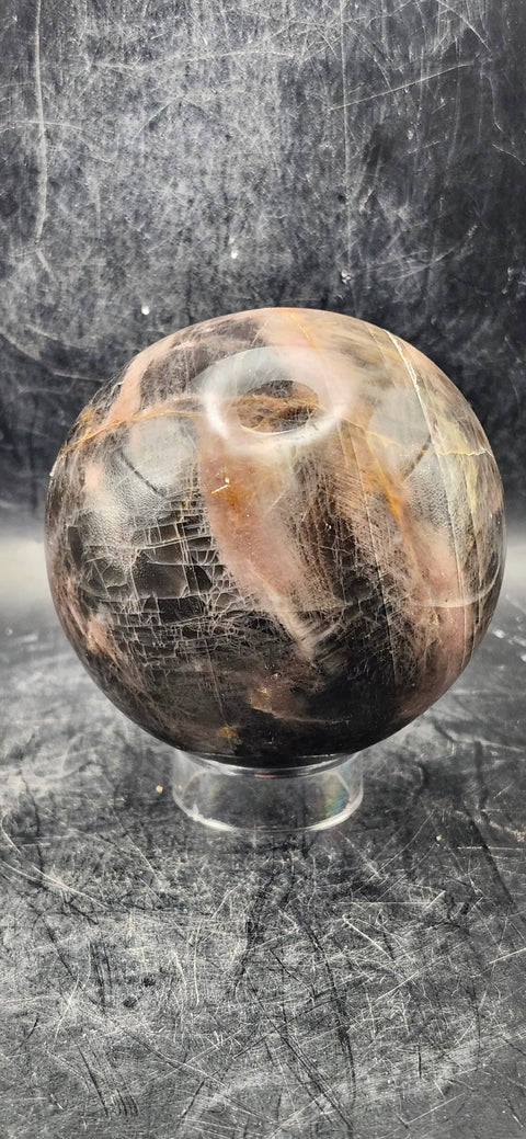Black moonstone sphere! 73mm, 2.8 inches, 1.2 pounds