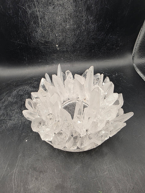 Lemurian quartz candle holder! 14 ounces, 4 inches wide!