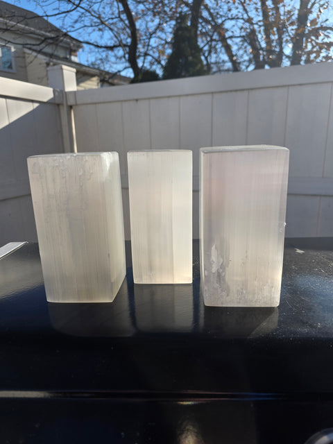Rectangle polished selenite lamp! 3 pounds, 5.7" tall with led light!