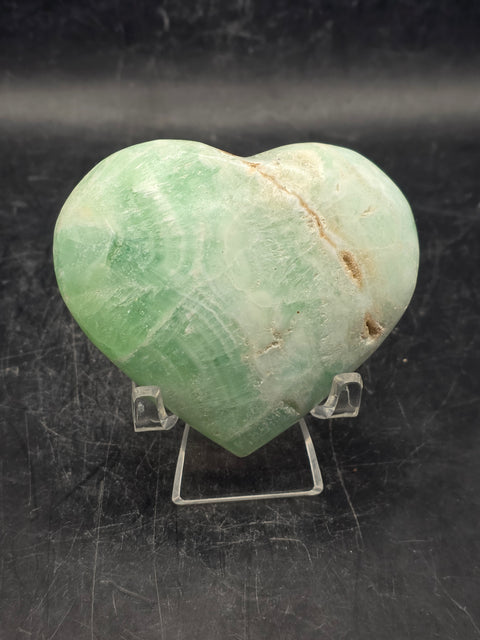 Caribbean calcite heart! 5.7 ounces, 2.7 inches tall, 2.4" wide
