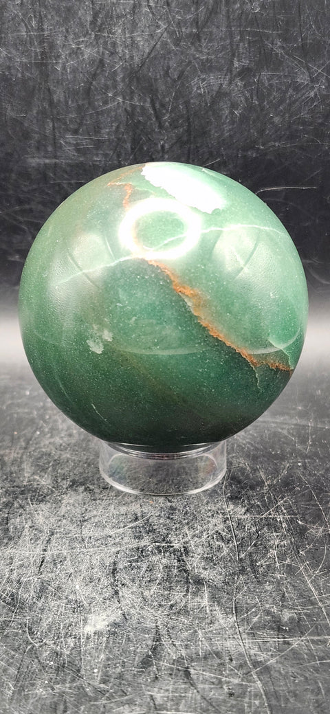 Green aventurine sphere! 67.7mm, 2.6 inches, 15.2 ounces