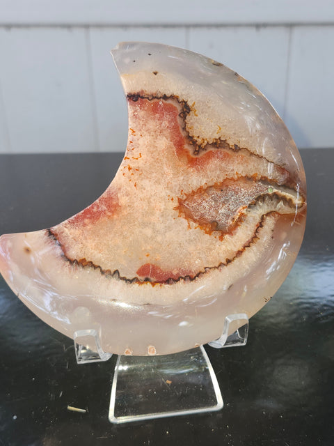 Druzy agate moon! 10 ounces, 4.7 inches tall, 3 inches wide