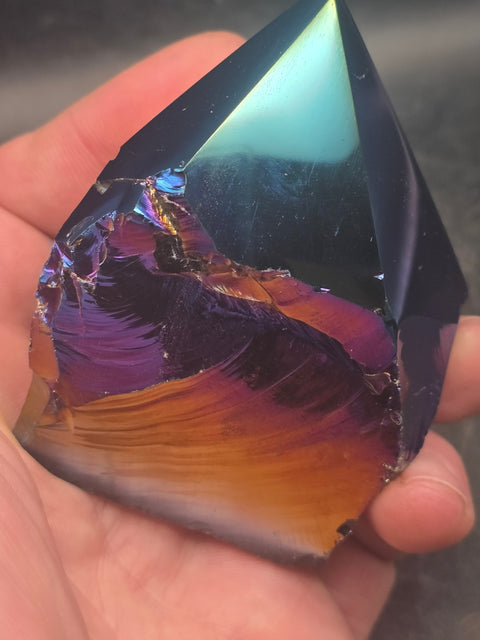 Titanium obsidian polished top point! 8 ounces, 3 inches tall