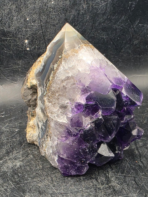 Amethyst Druzy polished top point! 12 ounces, 3 inches tall!