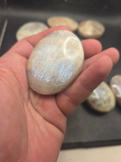 Moonstone palm stone! 2.1 too 2.5 inches!