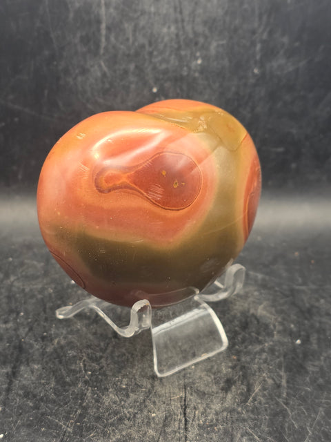 Polychrome jasper heart! 12.3 ounces, 3.2 inches wide, 2.7" tall