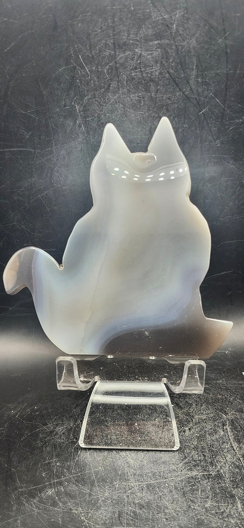 Druzy agate cat! 8 ounces, 4 inches tall, 4 inches wide