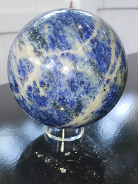 Massive blue sodalite sphere! 4.14 pounds, 114mm, 4.5 inches