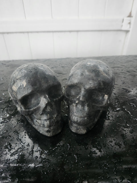 Larvikite skull! 1.3 pounds, 3.7 inches long, 2.7 tall, 2.2 wide