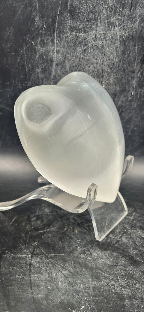 Selenite heart! 7 ounces, 3.4 inches wide!