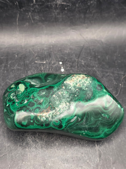 Malachite polished free form! 6.3 ounces, 3.2 inches long, 1.7" wide