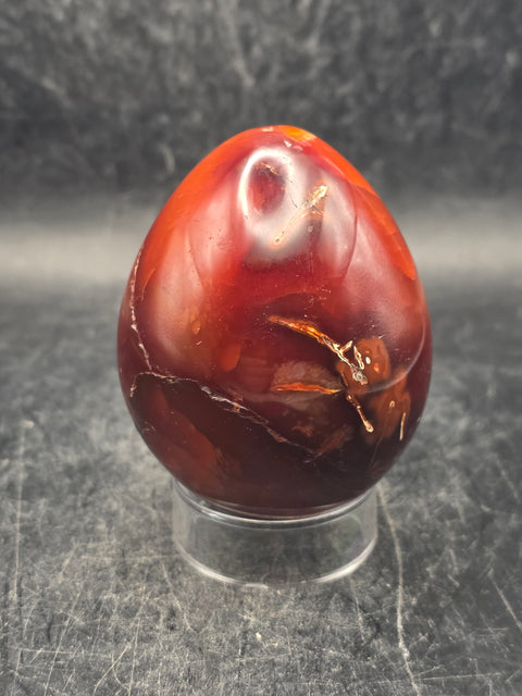 Carnelian agate egg! 5.5 ounces, 2.2 inches tall, 1.7 inches wide