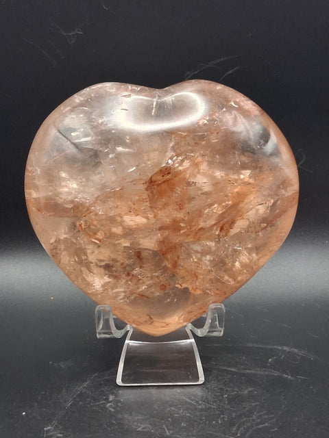 Fire quartz heart! 1.1 pounds, 3.9 inches long, 3.5" wide