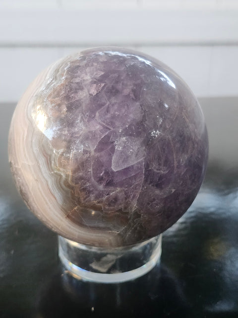 Amethyst lace agate sphere! 76mm, 3 inches, 1.6 pounds