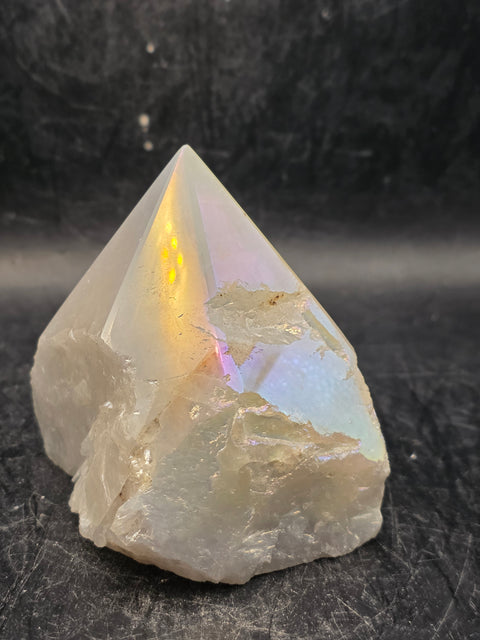 White pearl aura quartz! 9 ounces, 2.4 inches tall, 2.3" wide
