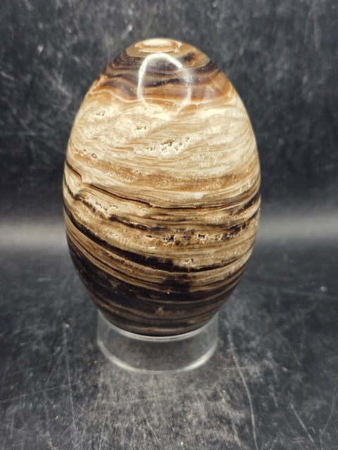 Chocolate calcite lingam! 1.6 pounds, 4.1 inches tall, 2.5" wide