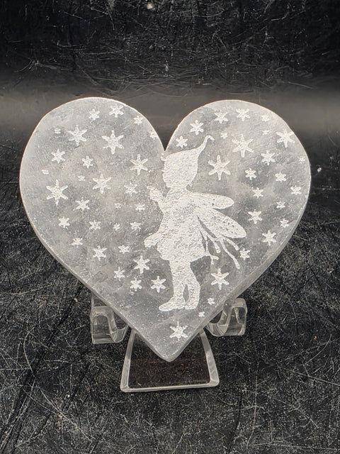 Selenite fairy heart! 2 inches by 2 inches!