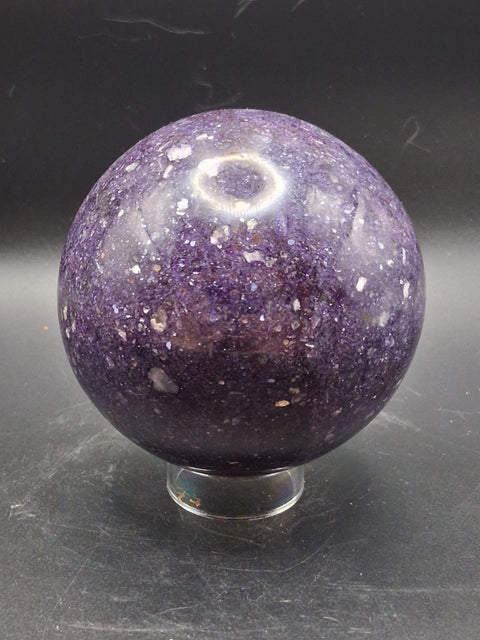 Large lepidolite sphere! 78.8mm, 3.1 inches, 1.8 pounds