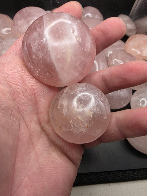 Rose quartz palm stones! Set of 2!!  1.5 to 2.6 inches