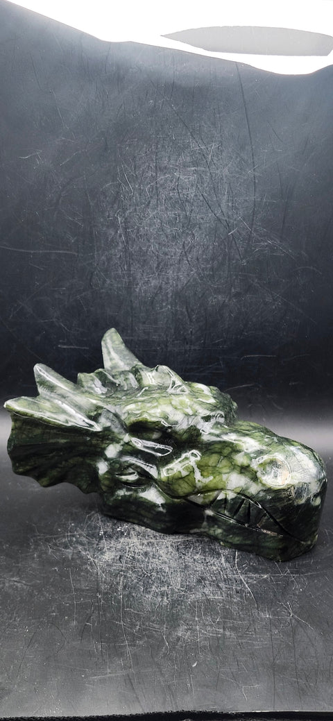 Nephrite jade dragon skull! 1.13 pounds, 5.5 inches long, 2.7 tall