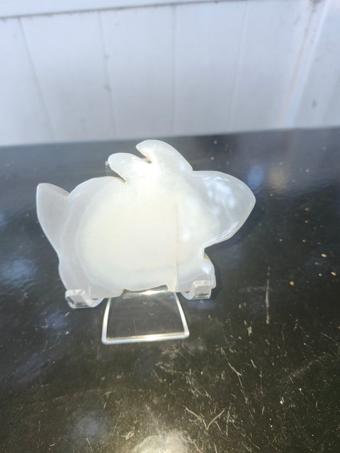 Druzy agate rabbit carving! 4.5 ounces, 3.5 inches wide, 2.5 inches tall