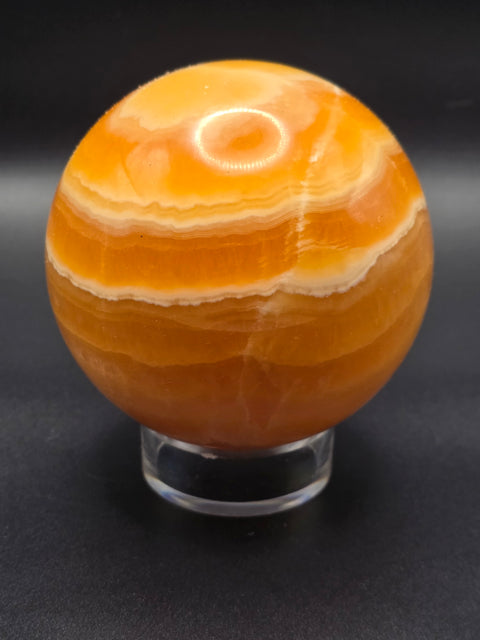 Large orange calcite sphere! 82.6mm, 3.2 inches, 1.12 pounds