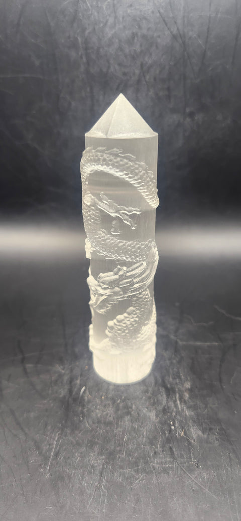 Selenite dragon tower! 4.25 inch tall, 3.7 ounce!