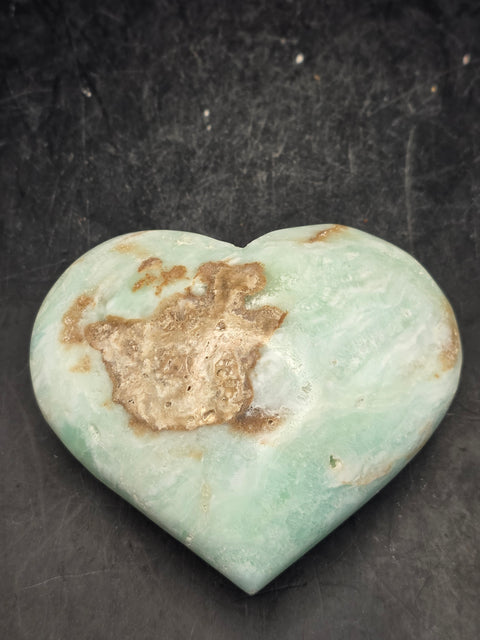 Caribbean calcite heart! 5 ounces, 2.7 inches tall, 2.5" wide