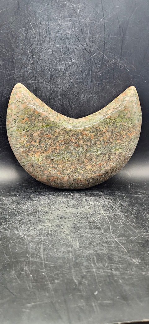 Unakite moon! 1.2 pounds, 4.7 inches long, 2.5 wide, 1.1 thick!