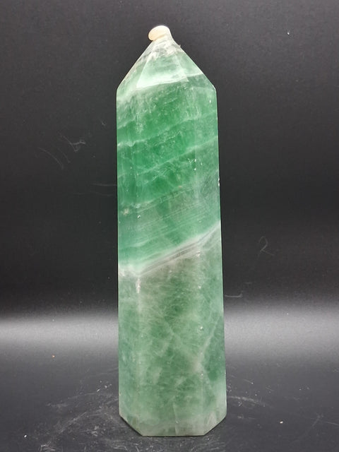 Large green Florite tower! 1.4 pounds, 6.5 inches tall