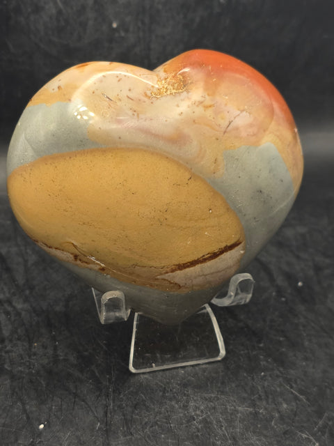Polychrome jasper heart! 10 ounces, 3.4 inches wide, 3.1 tall