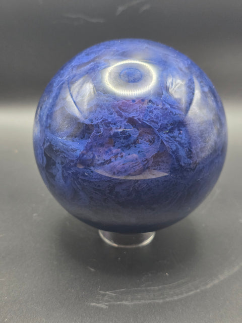 Jumbo blue quartz sphere! 96mm, 3.7 inches, 2.5 pounds