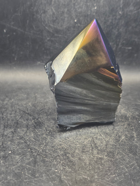 Titanium obsidian polished top point! 8 ounces, 3 inches tall